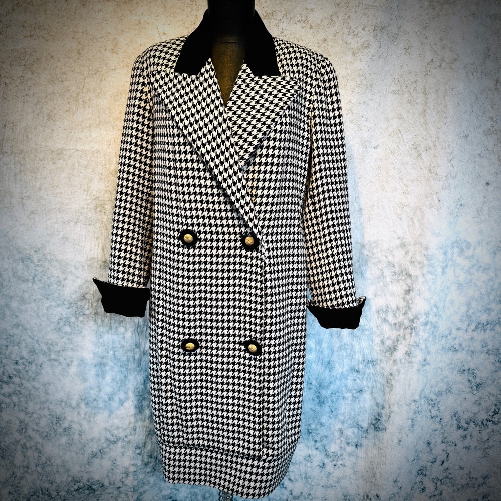 Vintage Richilene Houndstooth Wool Silk Cocoon Dress - Saks Fifth Avenue